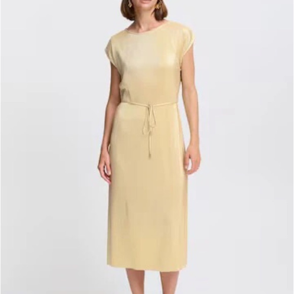 Chic Beige Midi Dress with Belt